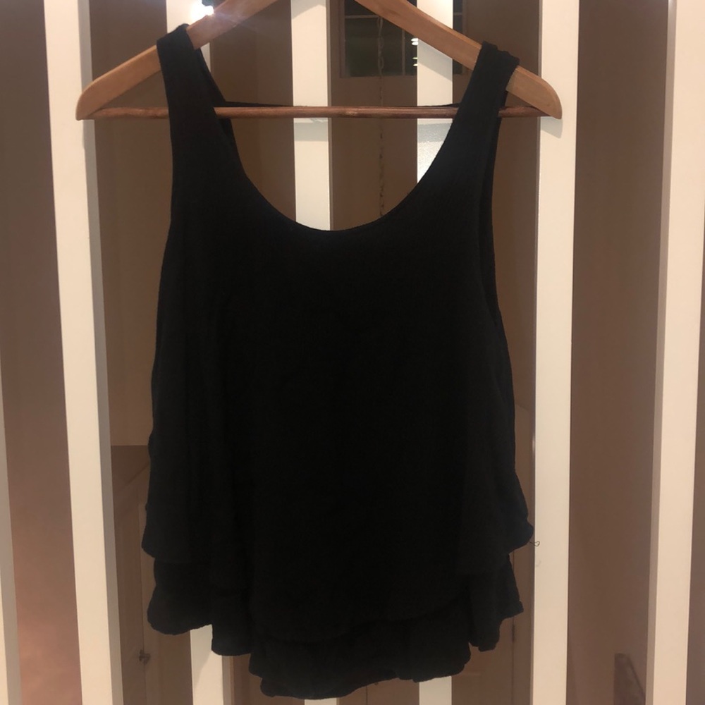 women’s black sheer flowy tank top